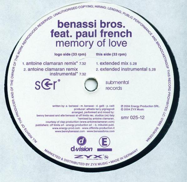 Benassi Bros., Paul French (14) - Memory Of Love