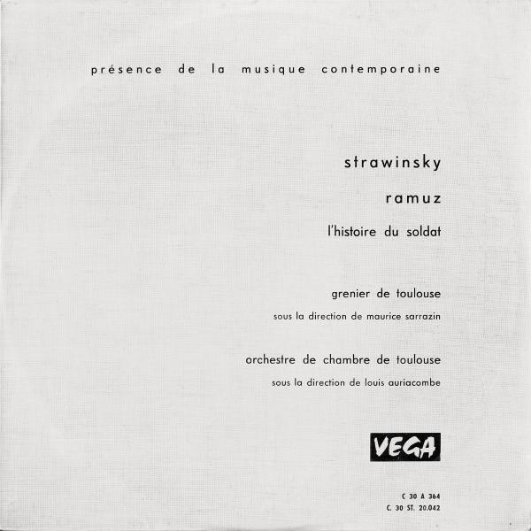 Igor Stravinsky, Charles-Ferdinand Ramuz, Grenier De Toulouse, Maurice Sarrazin, Orchestre De Chambre De Toulouse, Louis Auriacombe - L'Histoire Du Soldat