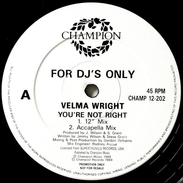 Velma Wright - You're Not Right
